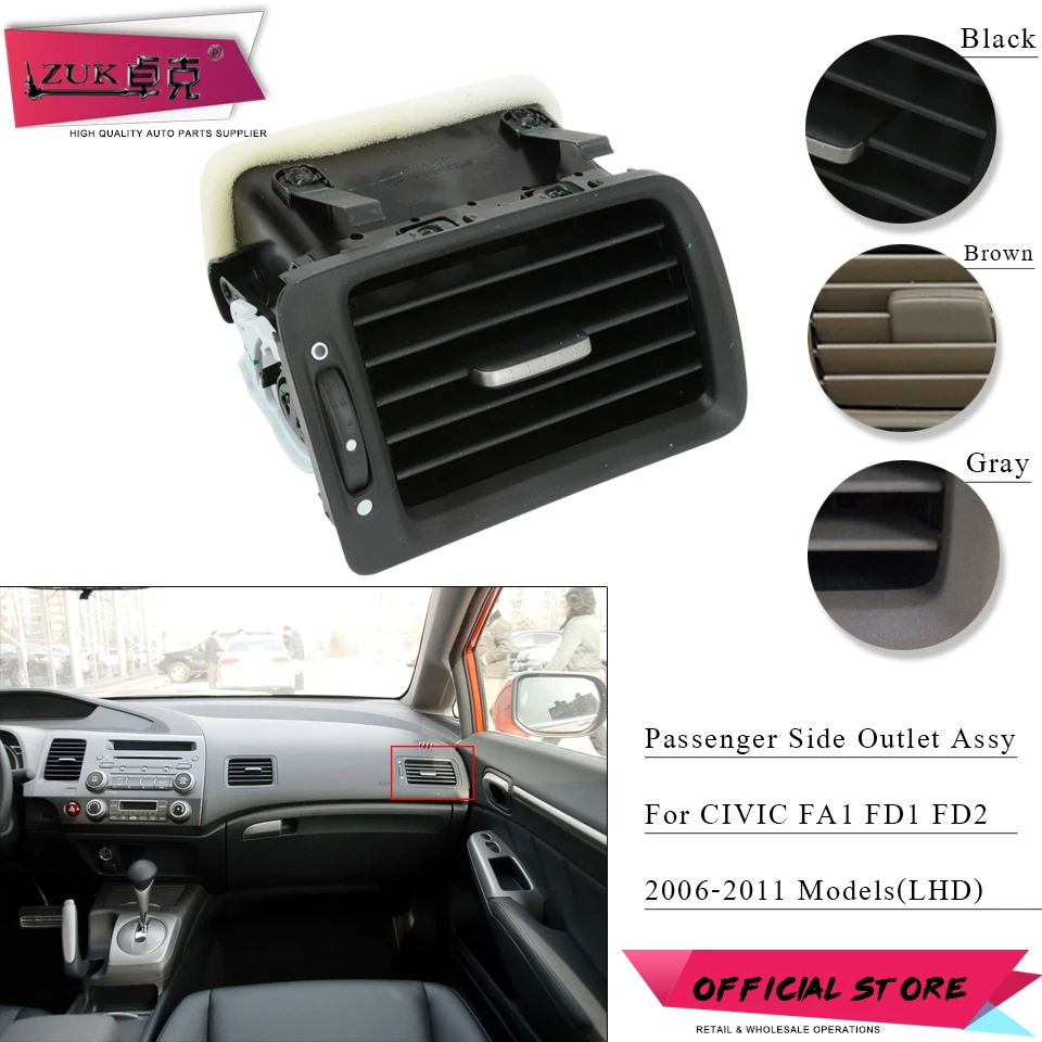 

ZUK Passenger Side AC Air Condition Outlet Assy Vent For HONDA CIVIC FA1 FD1 FD2 2006 2007 2008 2009 2010 2011 77630-SNB-G12