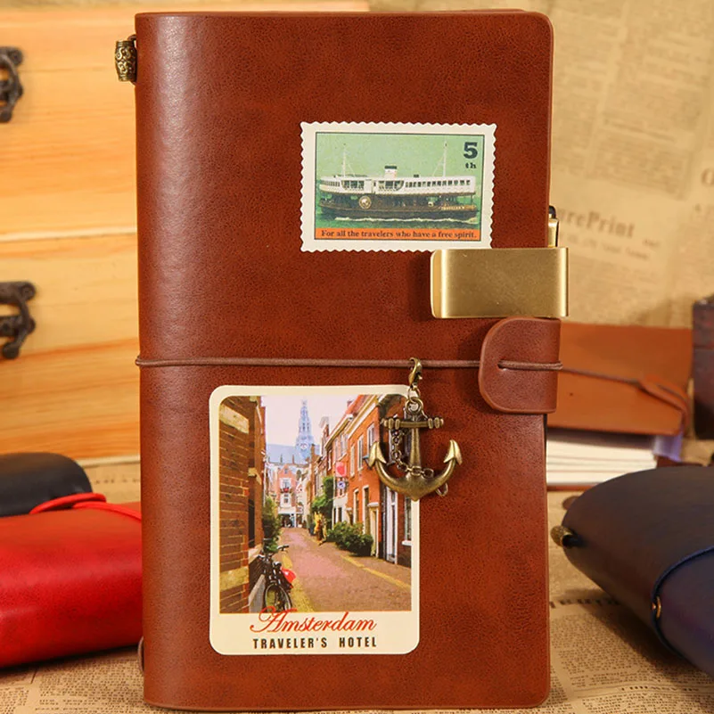 Vintage Leather Notebook Planner Diary for Travelers Gournal Skechbook Organizers for Gift