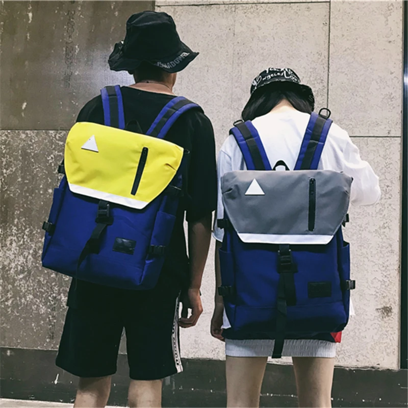 

Street Trend Fashion Men Women Schoolbags Laptop Backpack Hip Hop Contrast Knapsack Travel Campus Bags Backpack Large Capacity