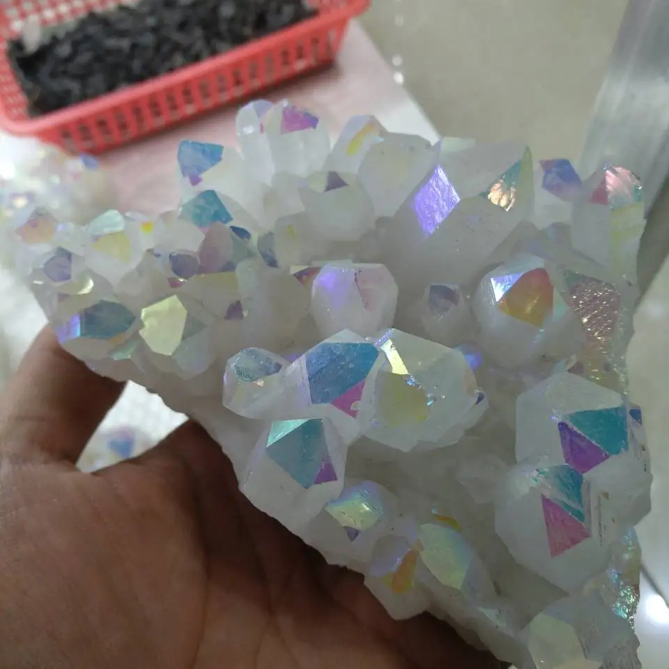 

900g Beautiful angel aura quartz crystal cluster for christmas decoration