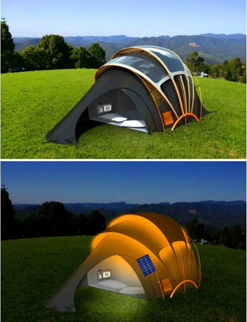 Geração de Energia Carregamento do Telefone Móvel + 2led Solar Terno Móvel Fotovoltaica Barraca Acampamento Eemergency Lâmpadas Cabo Usb Luz 11 Lâmpadas solares