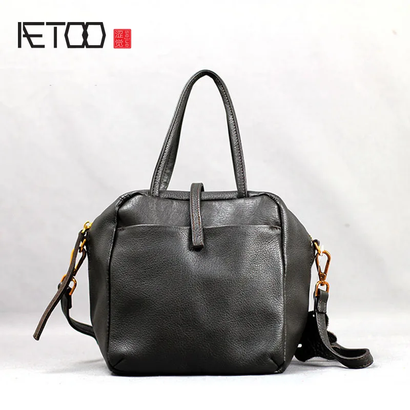 

AETOO Leather handbag pure leather shoulder slung handbag soft leather European and American fashion commuter bag