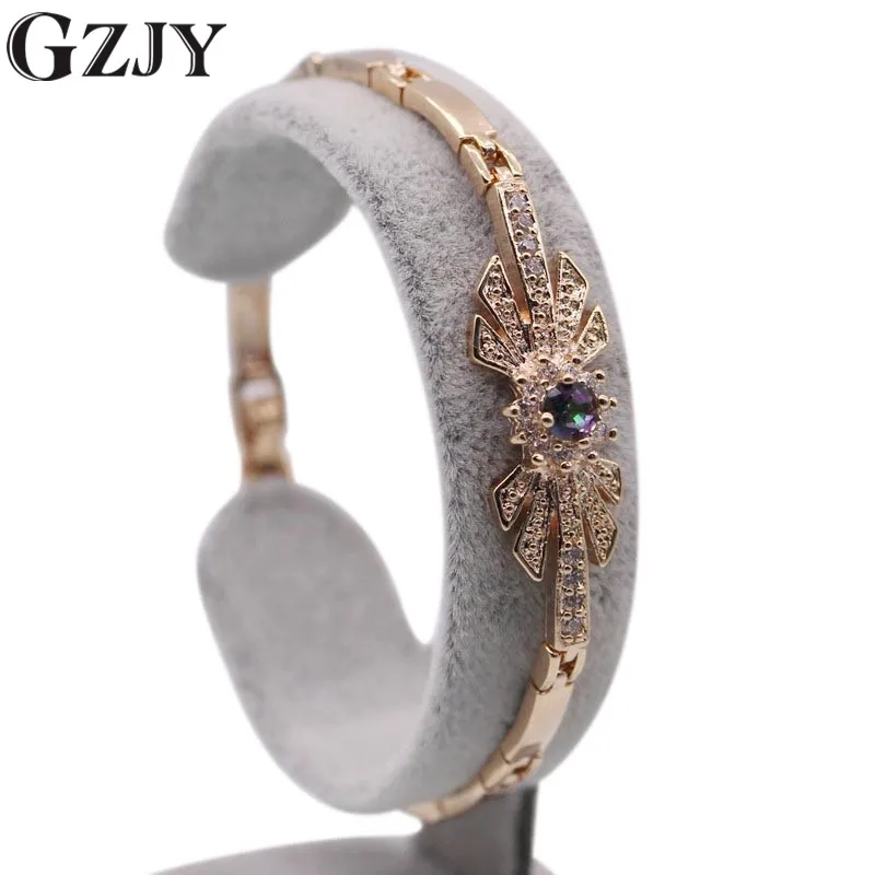GZJY модные ювелирные изделия Шампань Золотой, цветной AAA Циркон Кристалл браслет для женщин браслет ювелирные изделия для свадебной вечеринки