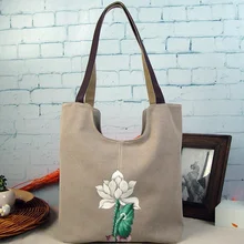 China folk style retro cotton handmade Tote Bag