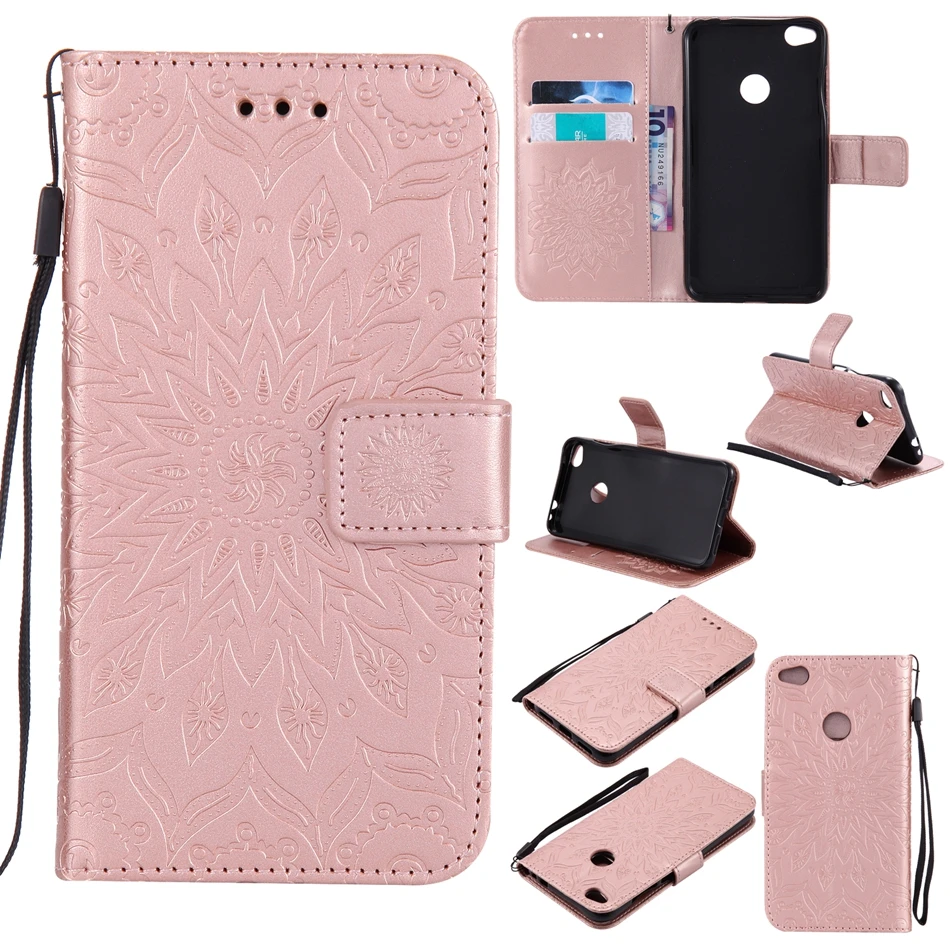 for Ascend P8 P8 lite Coque Luxury PU Leather Emboss 3D flower Stand Flip Soft Silicon Wallet Cover Huawei P8 lite 2017 Case  (8)