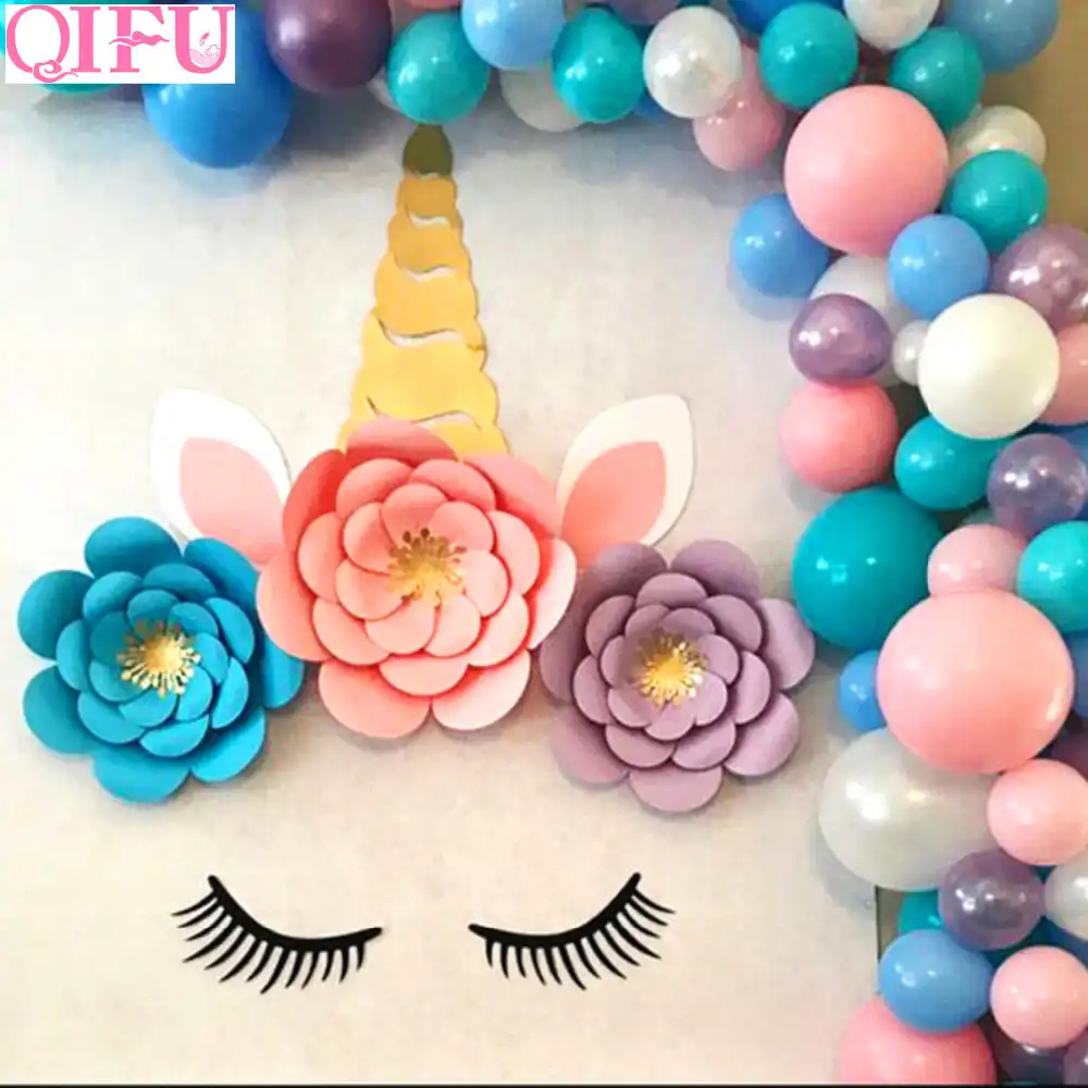 Qifu Unicorn Wall Stickers Unicornio Birthday Party Decorations