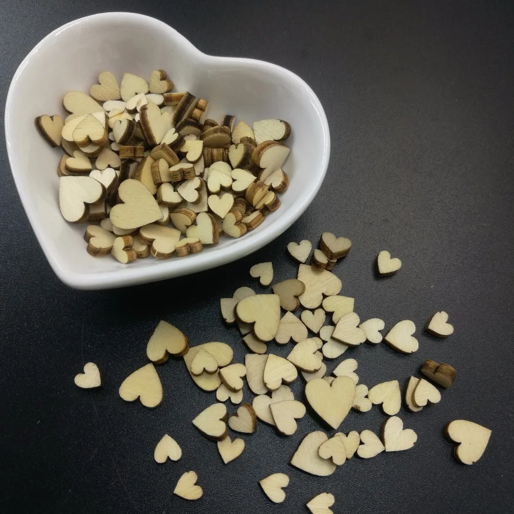 

100Pcs/1Set 6MM 8MM 10MM 12MM Mixed Rustic Wood Wooden Love Heart Wedding Table Scatter Decoration Crafts DIY Party Supplies