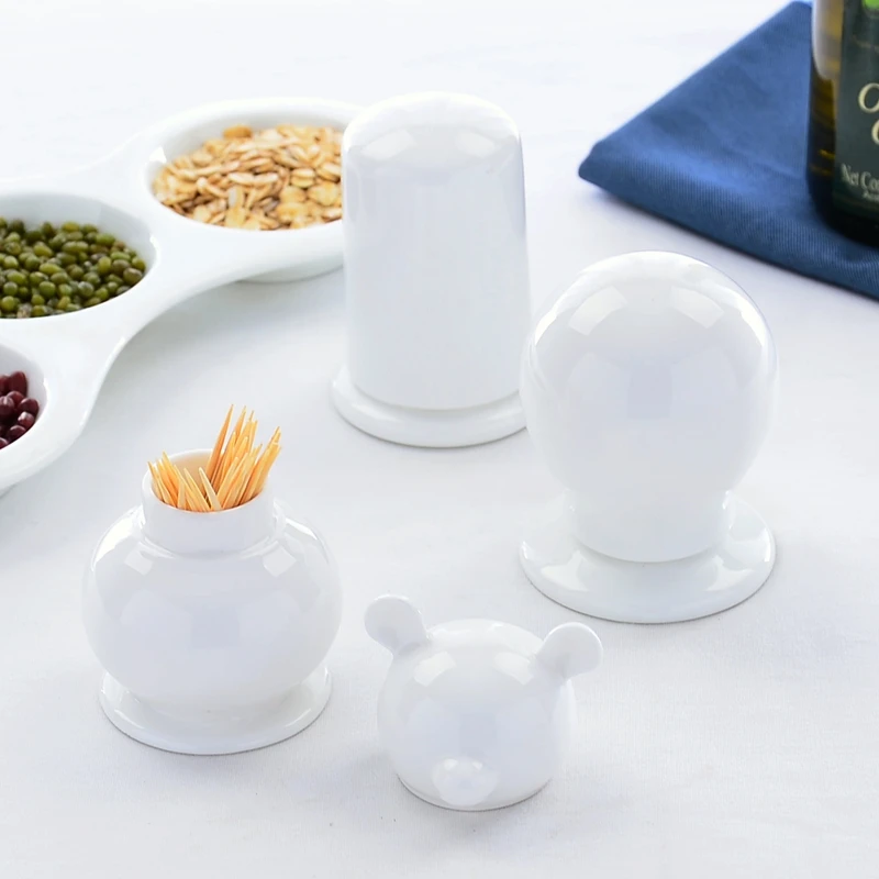 Plain white bone china toothpick holders, ceramic cute holder box, enemal toothpick box, novalty