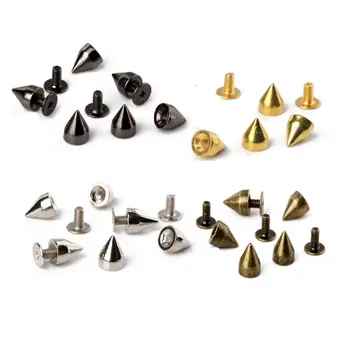 

100x 9mm Spots Cone Screw Metal Studs Leathercraft Bags Bracelet Clothing Nailhead Rivet Bullet Spikes Punk