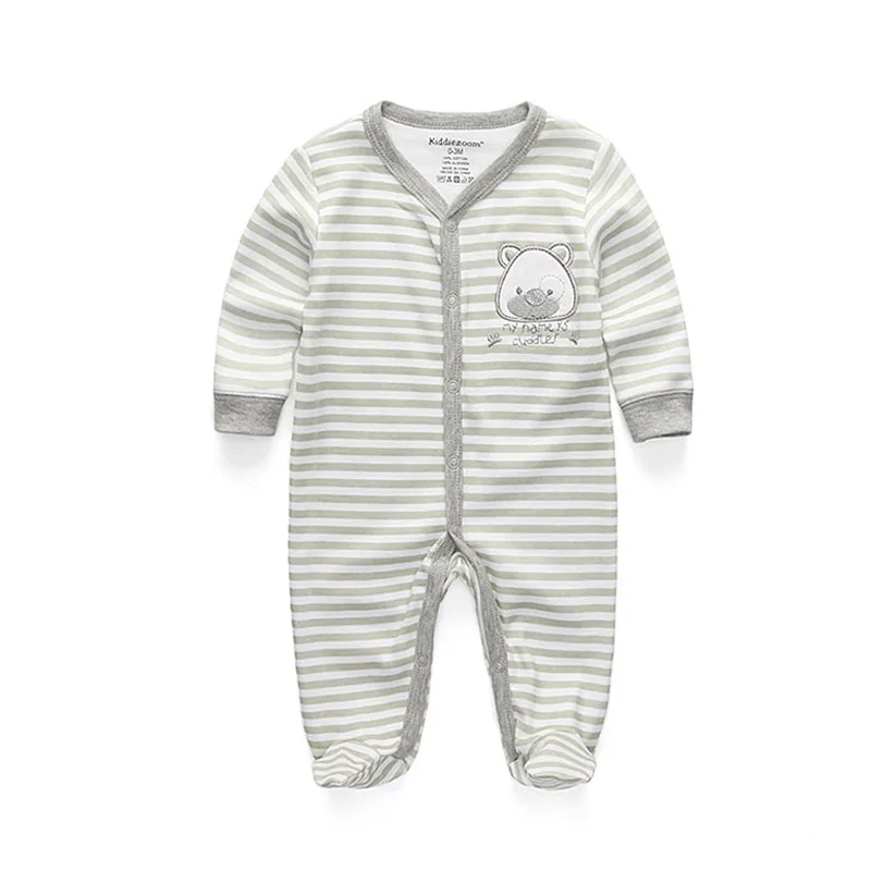 3 шт./лот, хлопковый комбинезон с рисунком для детей от 0 до 12 месяцев, одежда для маленьких мальчиков и девочек детские пижамы теплая одежда для малышей