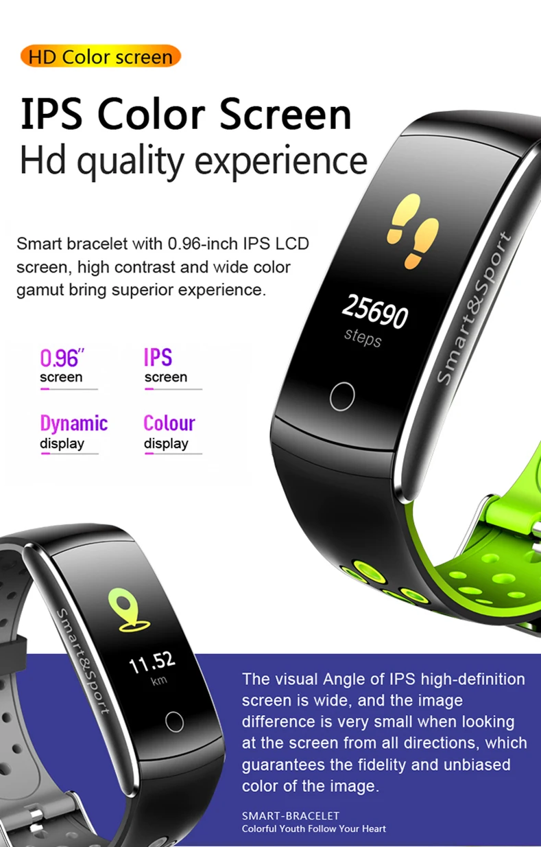 Q8 pulseira inteligente monitor de freqüência cardíaca