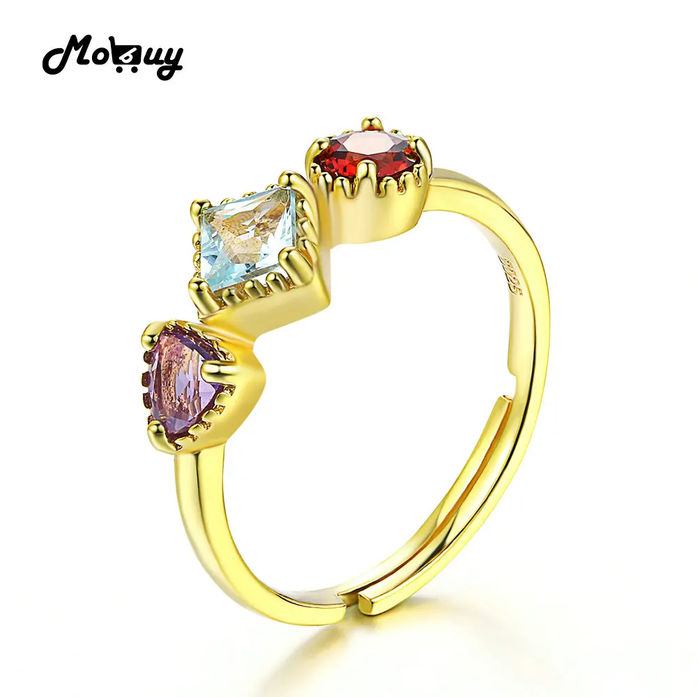 MoBuy MBRI011 3 драгоценный камень топаз + гранат искусственное серебро 925 пробы