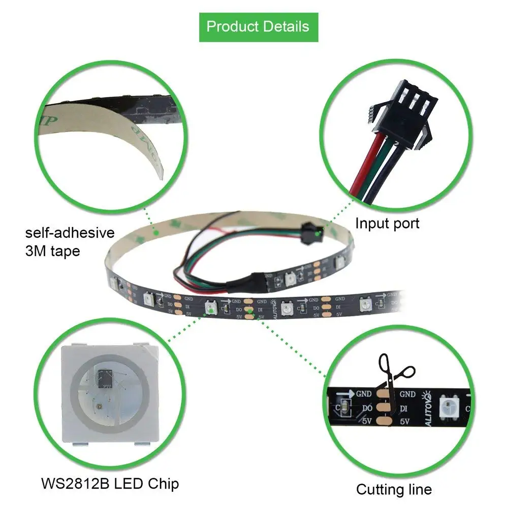 SMD светодиодные полосы 5050 light полоски RGB адресуемых WS2811 30 48 60 Светодиодный s/m ip65 ip67