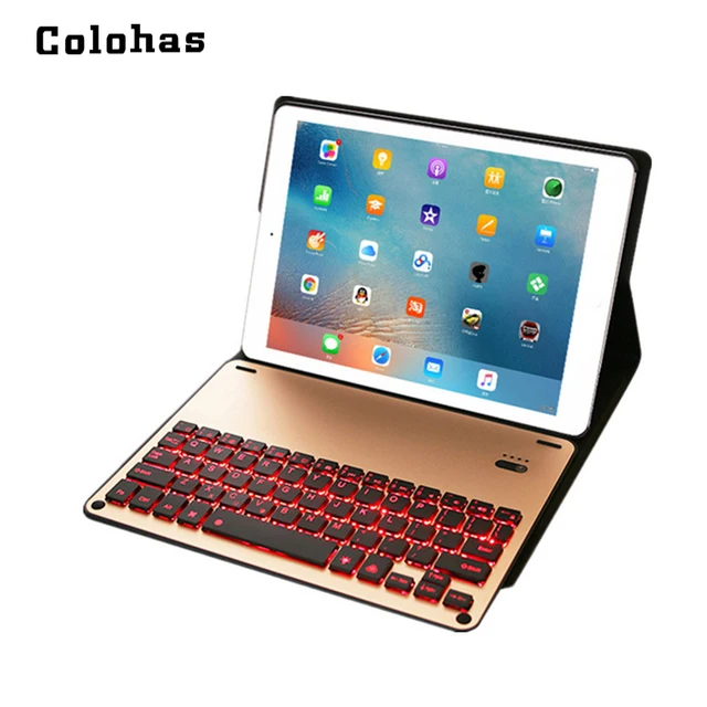 Special Price 2018 Wireless Bluetooth 3.0 Mini Keyboard Rechargeable Aluminum Alloy Keypad  PU Leather Stand Case for iPad Pro 10.5 inch
