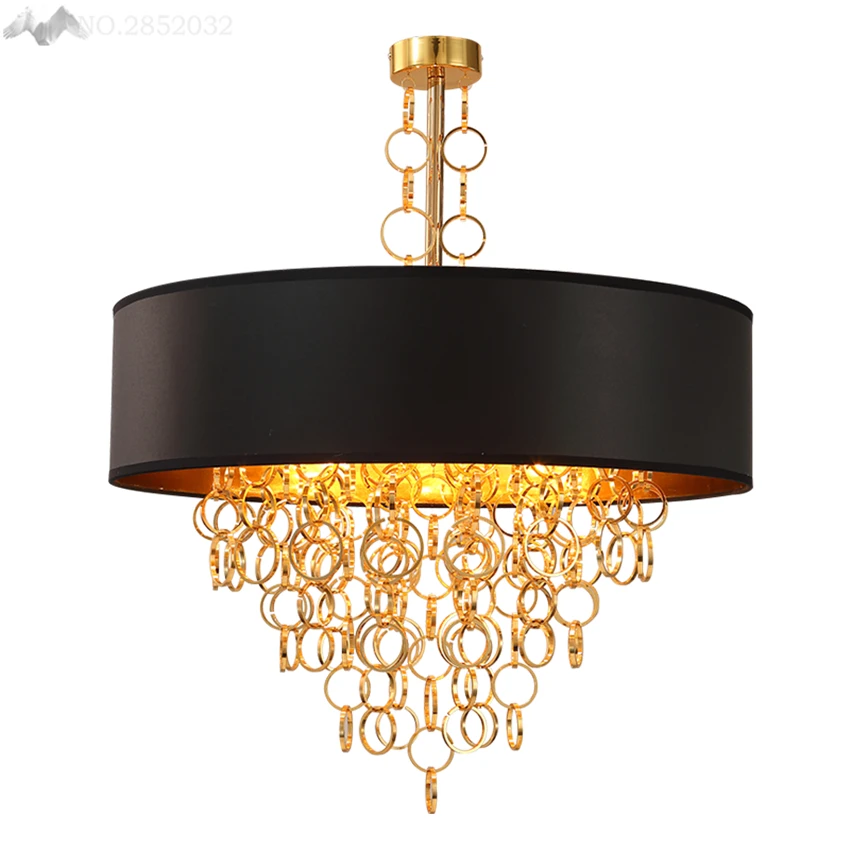 

Post-modern personality luxury chandeliers Nordic creative ring fabric lampshade chandeliers for restaurant living room lighting