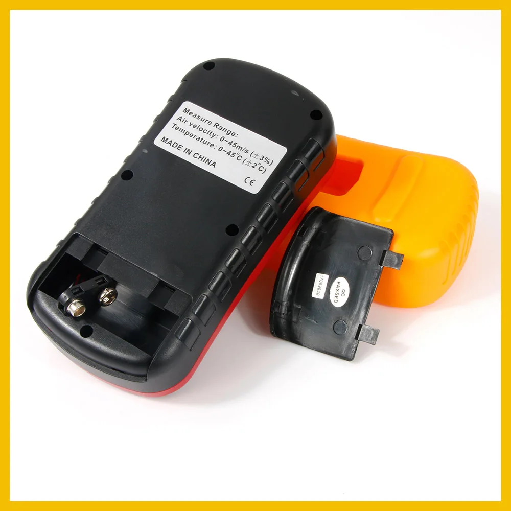 ar, medidor de temperatura e velocidade do