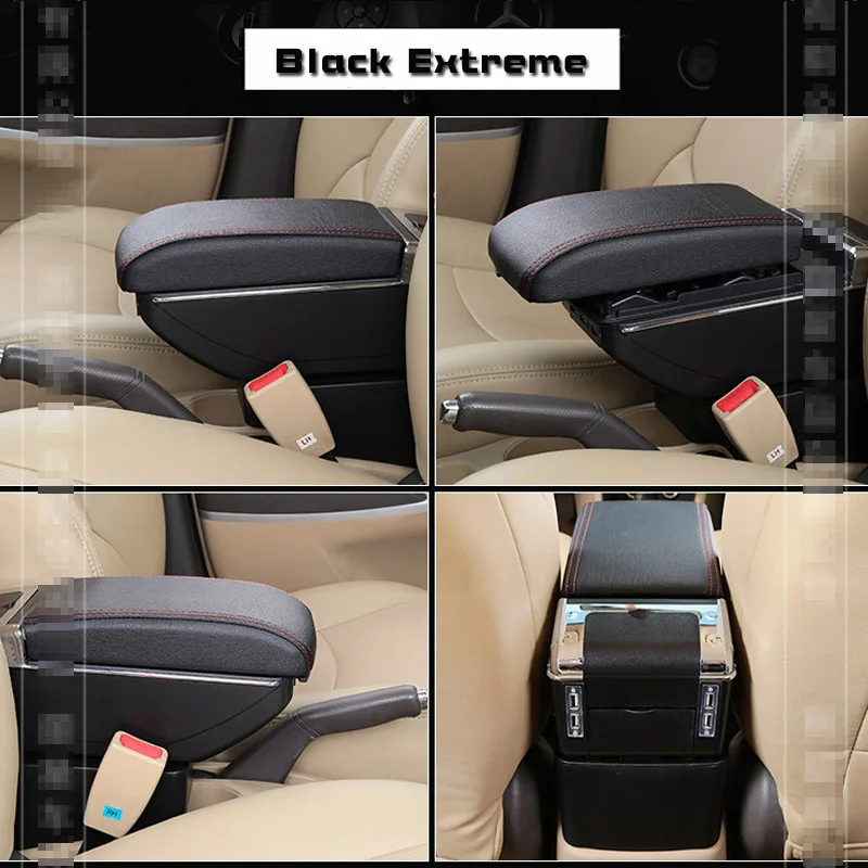 Кожаный Автомобильный подлокотник для Toyota Yaris, Vios - Название цвета: Black Extreme