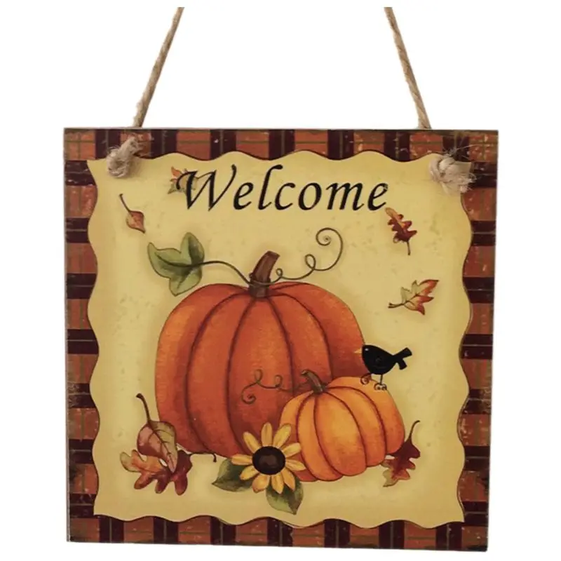 Letrero de placa colgante de madera colgador de puerta de Acción de Gracias decoración de pared accesorios para cabina de fotos (calabaza y bienvenida) Letrero de placa colgante de madera colgador de puerta de Acción de Gracias decoración de pared accesorios para cabina de fotos (calabaza y bienvenida)