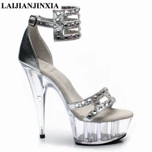 LAIJIANJINXIA/женские босоножки на высоком каблуке 15 см для ночного клуба обувь на прозрачной платформе с ремешком танцевальная обувь с открытым носком для танцев на шесте