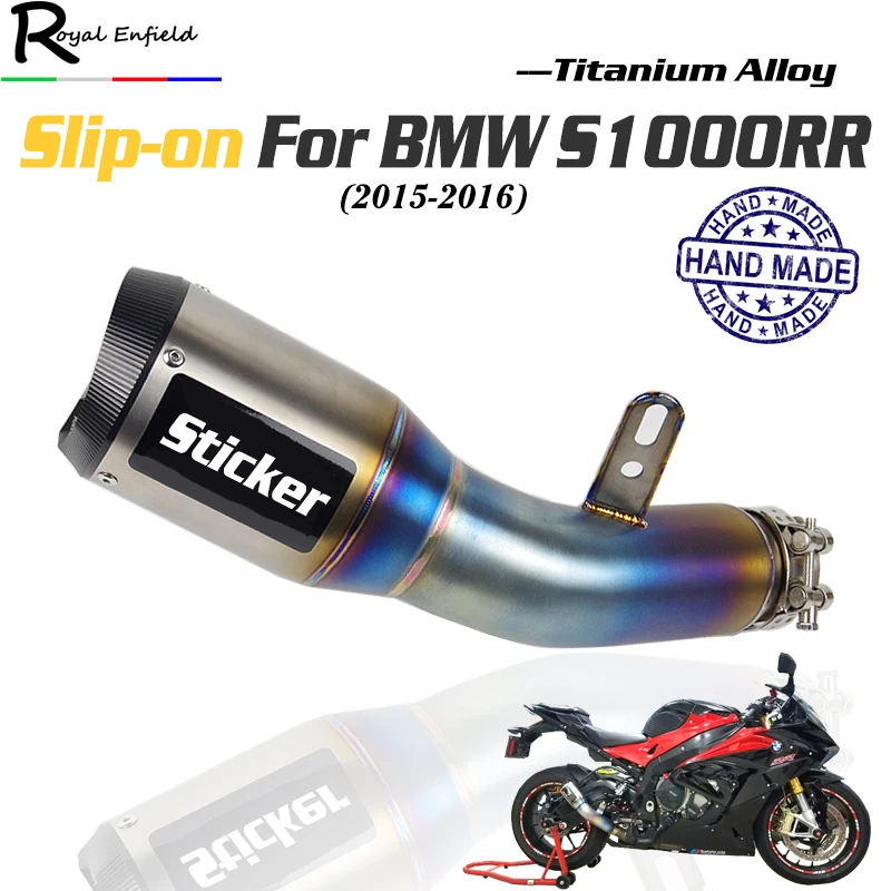 S1000RR deslizamiento en motocicleta Escape aleación de titanio hande hecho silenciador Burnt azul dedicado para BMW S1000RR 2015 2016