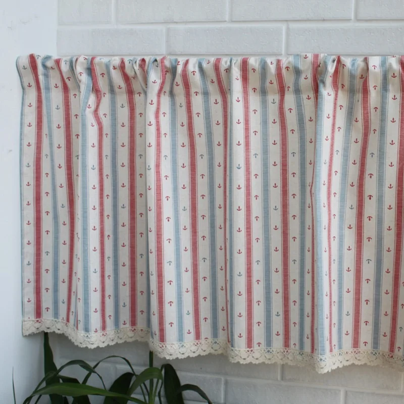 Free shipping coffee shop Anchor Fresh Floral rural short curtain