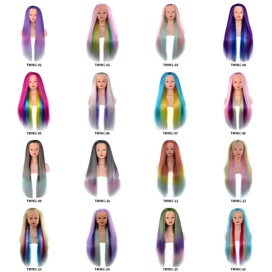 Синтетические длинные волосы учебная голова красочные парикмахерские куклы