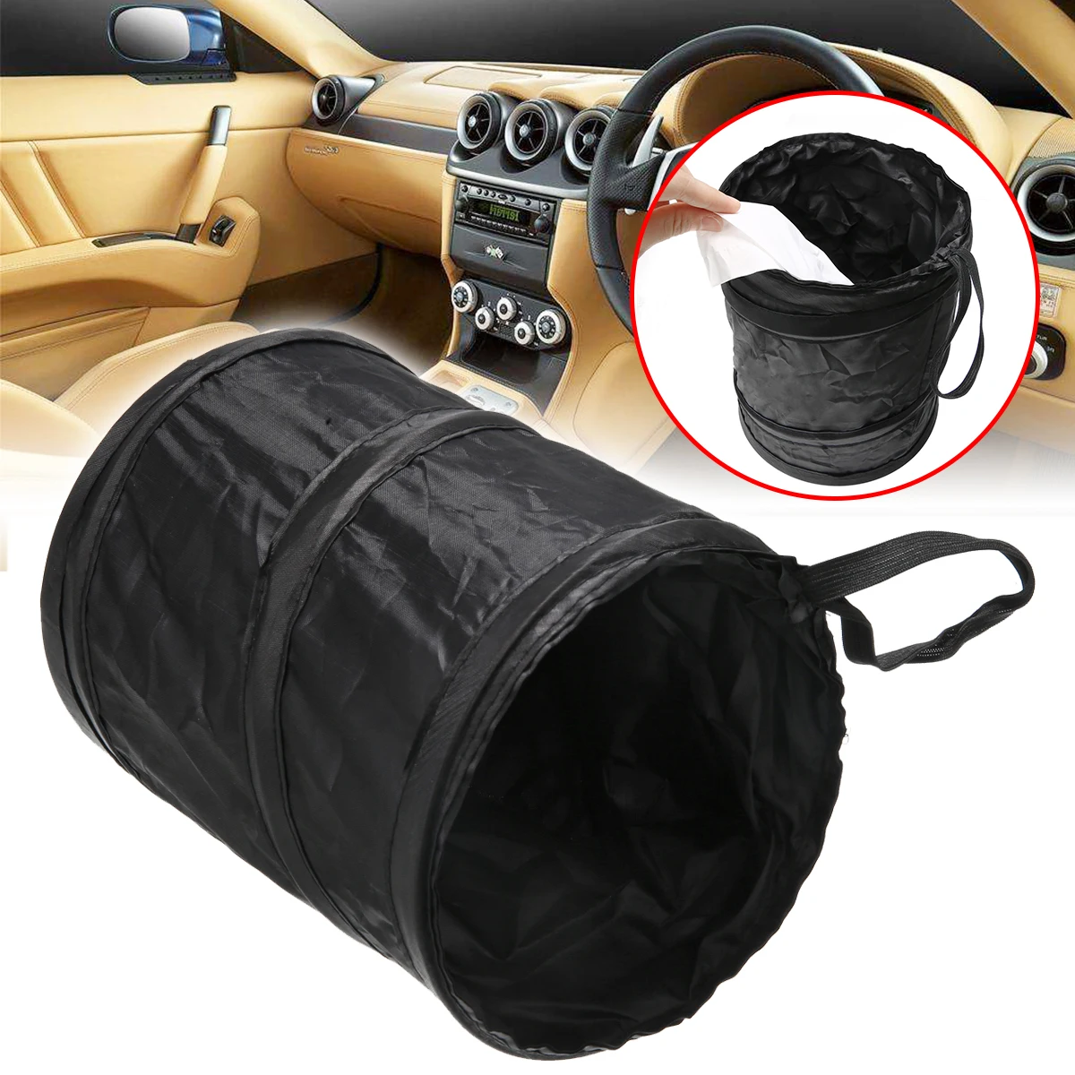

16x20cm Foldable Car RV Trash Bag Wastebasket Waterproof Can Litter Container Garbage Bin Universal For Car Truck Boat
