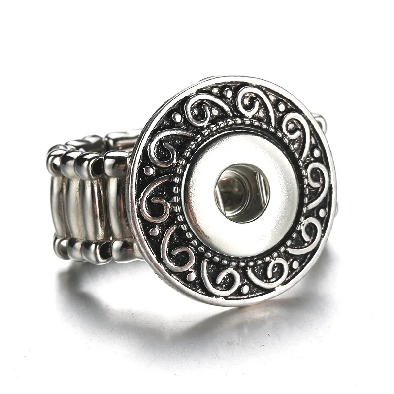 

New Elasticity Snap Button Ring Simple Rhinestone Style 12mm Snap Button Jewelry Fashion Alloy Rings for Women 2520