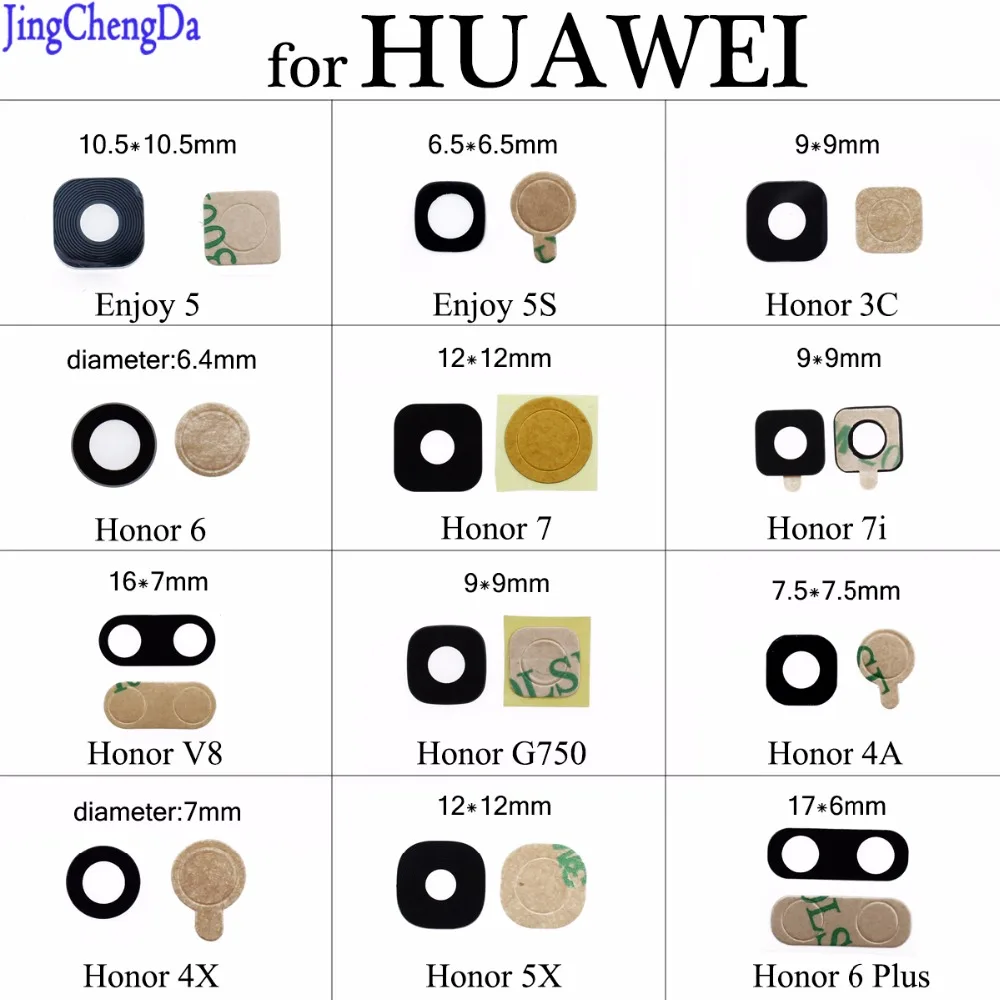 

JCD Back Camera Glass Lens Cover with Adhesive Glue Replacement Repair Part for HUAWEI Honor 6 7 7i V8 G750 X3 4A 4X