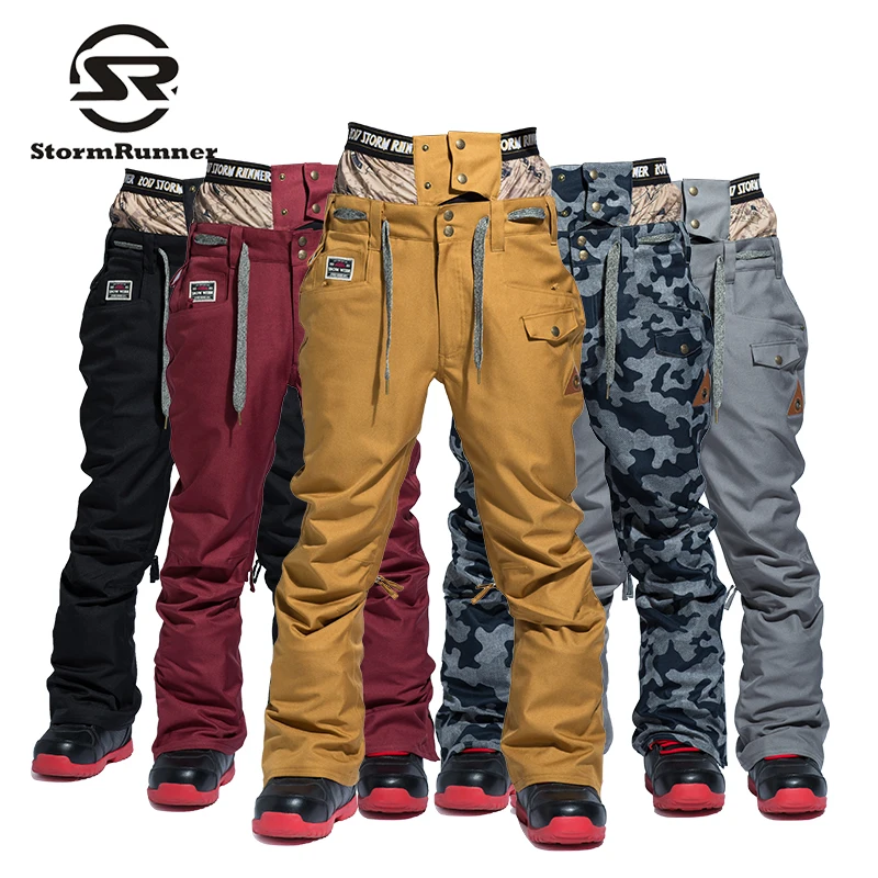 Новые мужские лыжные штаны, многоцветная версия лыжных штанов, двойные однобортные водонепроницаемые мужские лыжные штаны