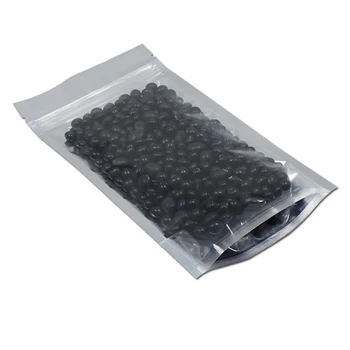 

14*20cm 100Pcs Stand Up Clear/Silver Aluminum Foil Plastic Zipper Storage Bag Food Beans Dried Flower Zip Lock Mylar Packing Bag