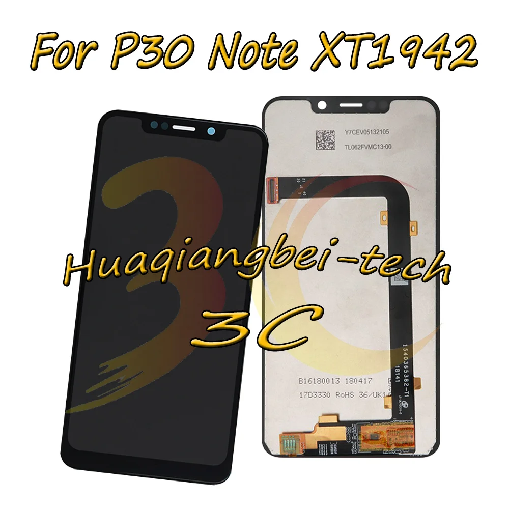 

6.2'' New Black For Motorola P30 Note XT1942 Full LCD DIsplay + Touch Screen Digitizer Assembly Replacement 100% Tested
