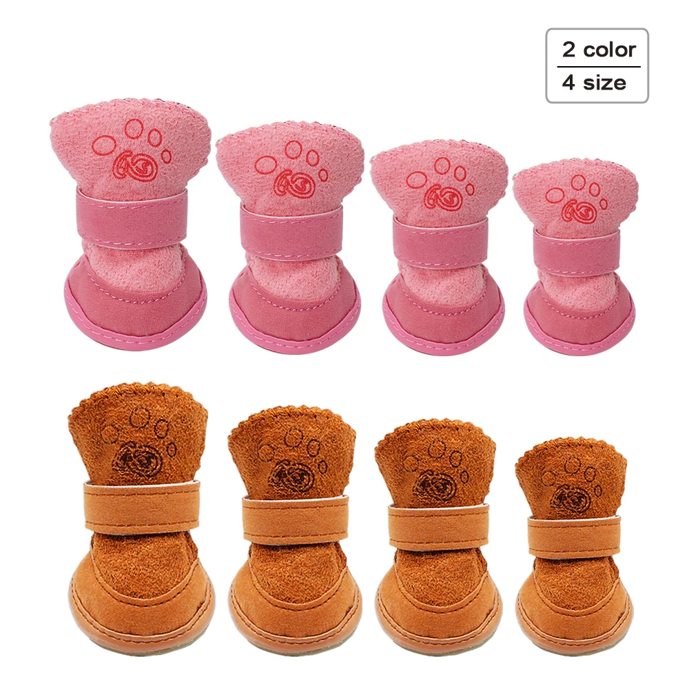 4 pcs Warm Dog Snow Shoes Pet Boots Anti Slip Dogs Boot Winter Warm Socks Paw Protector For Cats Chihuahua