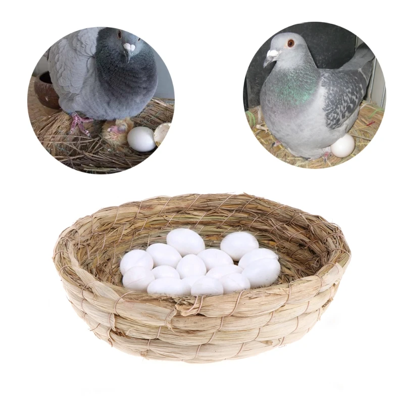 

2018 NEW Pigeon Nest Woven Natural Straw Rabbit Guinea Pigs Flat Warm House Handmade Cage Winter Warm Bird Nest