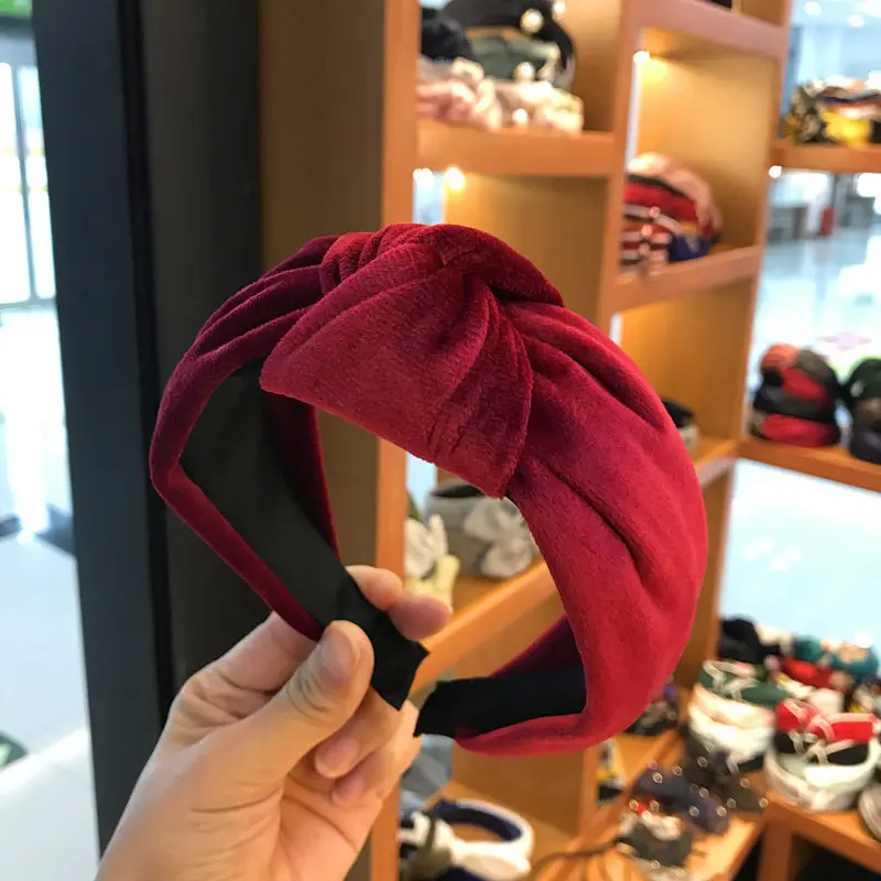 

Boutique Hair Accessories Women's Velvet Middle Knotted Wide Side Headband Fashion Wild Headbands Wash Sports Hair Band Headwear