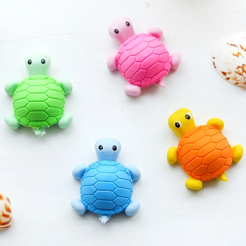 

Coloffice 2pc Cartoon environment lifelike small tortoise imitation eraser Animal eraser Creative stationery gifts random color