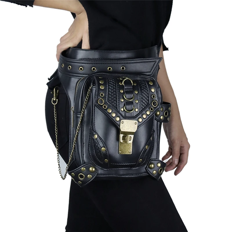 Стимпанк поясная сумка эксклюзивный Ретро рок готический мешок сумки через плечо винтажные мужские женские кожаные ноги сумка