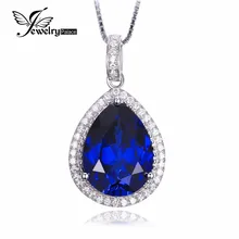 JewelryPalace 11.08ct Water Drop Minimize Blue Sapphire Pendant Pure 925 Sterling Stable SilverJewelry for Ladies Not Embrace the Chain