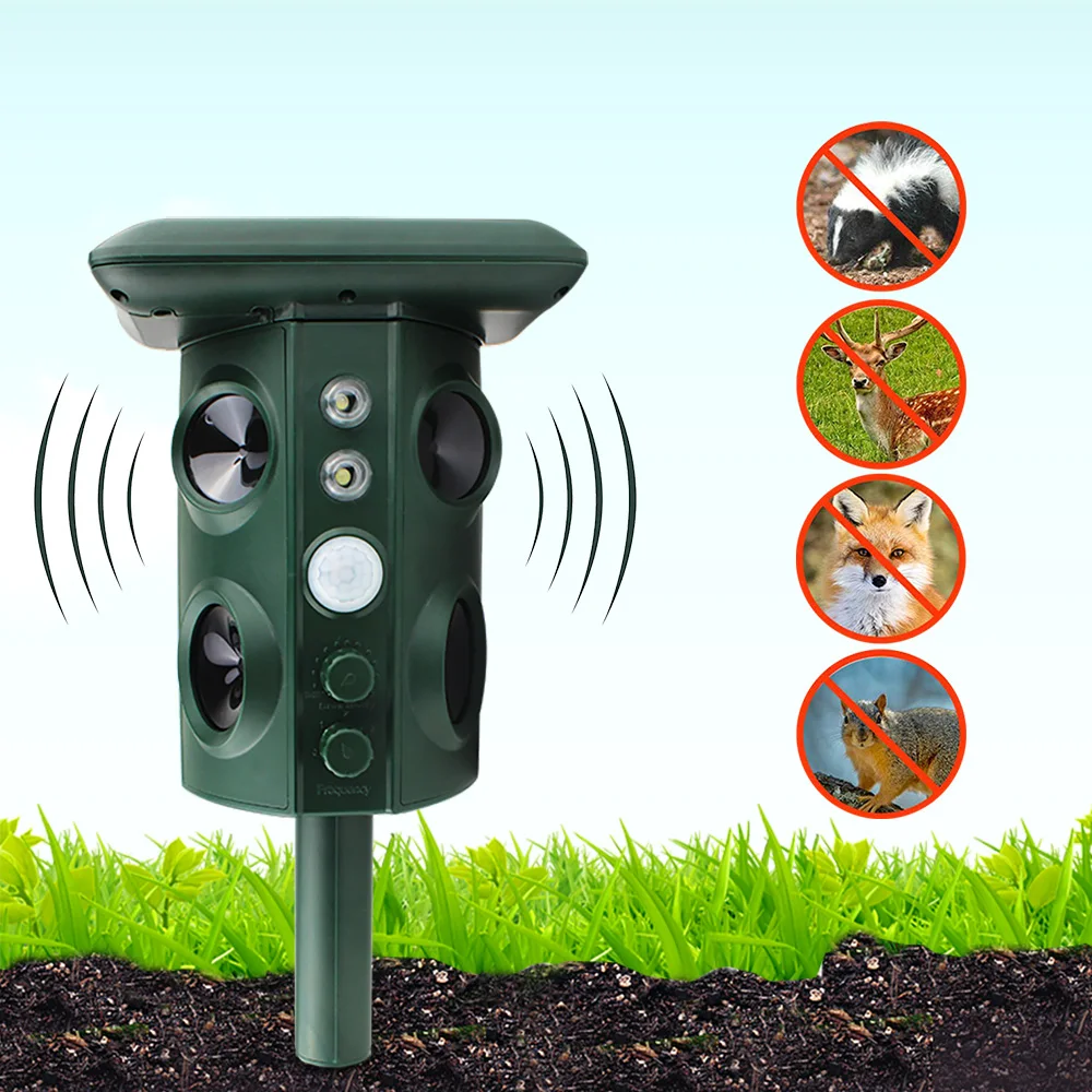 

Solar Energy Ultrasonic Bird Repeller Animal Pest Control LED Flash Mole Ultrasound Dog Control For Rodent Rats Pest Garden Tool