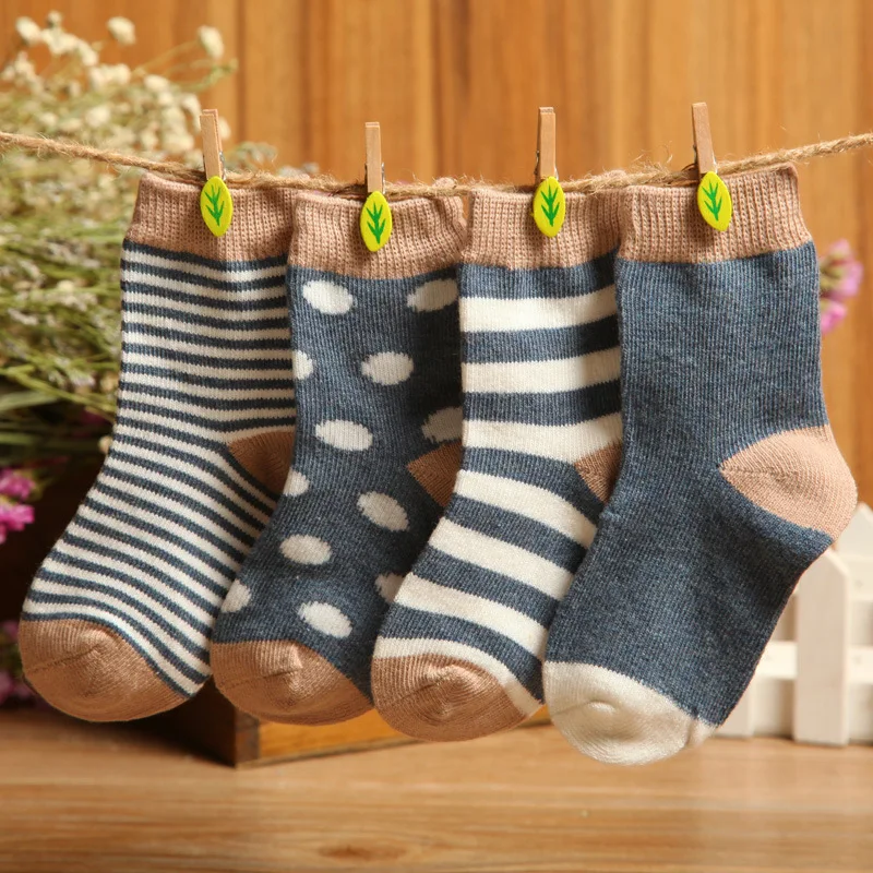 

8pcs=4pairs baby socks Striped Socks Baby new Boy Girl Winter Baby Slippers Socks Floor Children Socks YS8