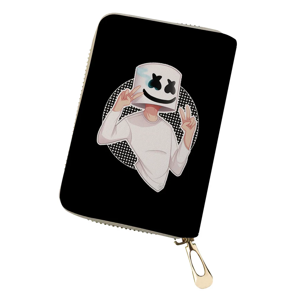 

3D Famous Marshmello Pattern Cartoon Printed Business Bank Cards Case ID Women Card Holder Zipper Bags Women Card Holder Wallet