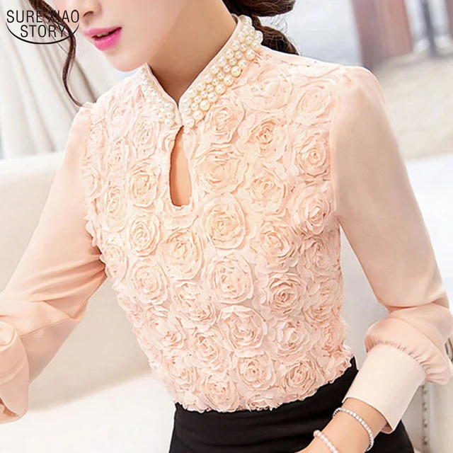 New 2017 Autumn Korean Style Women Fashion Lace Blouses