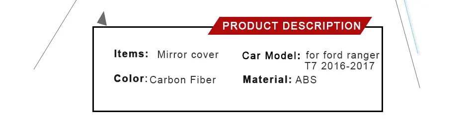 Автомобильные аксессуары из АБС-пластика крышки зеркала из углеродного волокна для Ford Ranger 2012- T6 T7 T8 Wildtrak кабина с двумя рядами