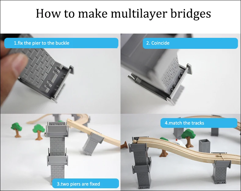 TBKJOYS Буковый мост рельсовая дорожка аксессуары Подходит деревянный поезд Развивающие мальчик/Детская игрушка несколько дорожек