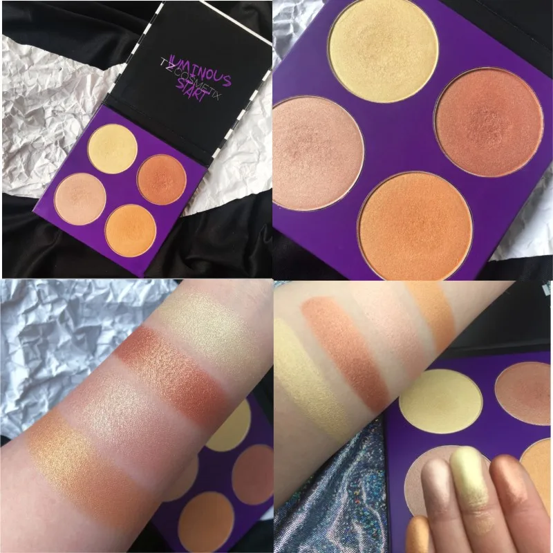 

4 Colors Highlighter Powder Palette Shimmer contour Kit Eyeshadow Palettte Highlighter Powder Bronzer Highlighter Makeup