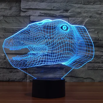 

3d illusion Dinosaur shapes lights 7 Changing Colors LED Lamp for kids gift or room hotel club decor