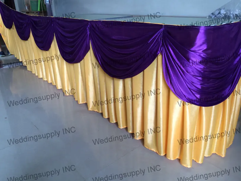 Buy 5 Pieces Luxury wedding Gold table skirting with