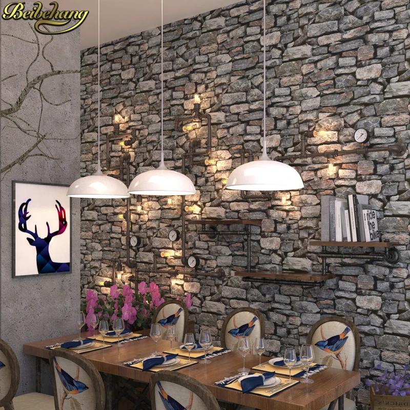 beibehang Stone pattern culture wallpapers for living room hotel internet cafe bar restaurant retro industrial wallpaper 3D roll