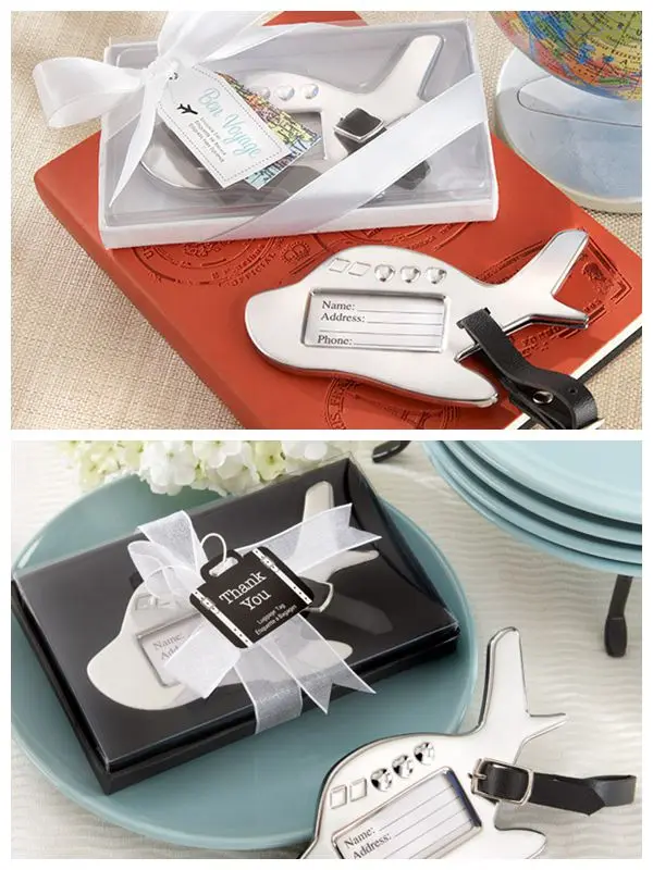Wedding Gift For Guests Of Bon Voyage Silver Finish Airplane