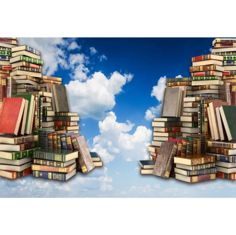 

Laeacco Study Book Piled Back To School Graduation Baby Portrait Sky Cloud Photo Backgrounds Photography Backdrops Photo Studio